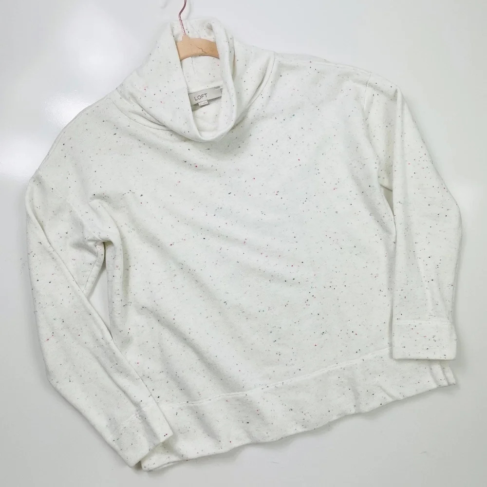 LOFT Modern Funnel Neck Flecked‎ Splatter Sweater Size Medium